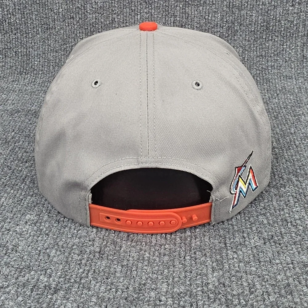 Florida‎ Marlins Hat Cap Snap Back Gray Orange MLB Baseball Logo Adjustable Mens